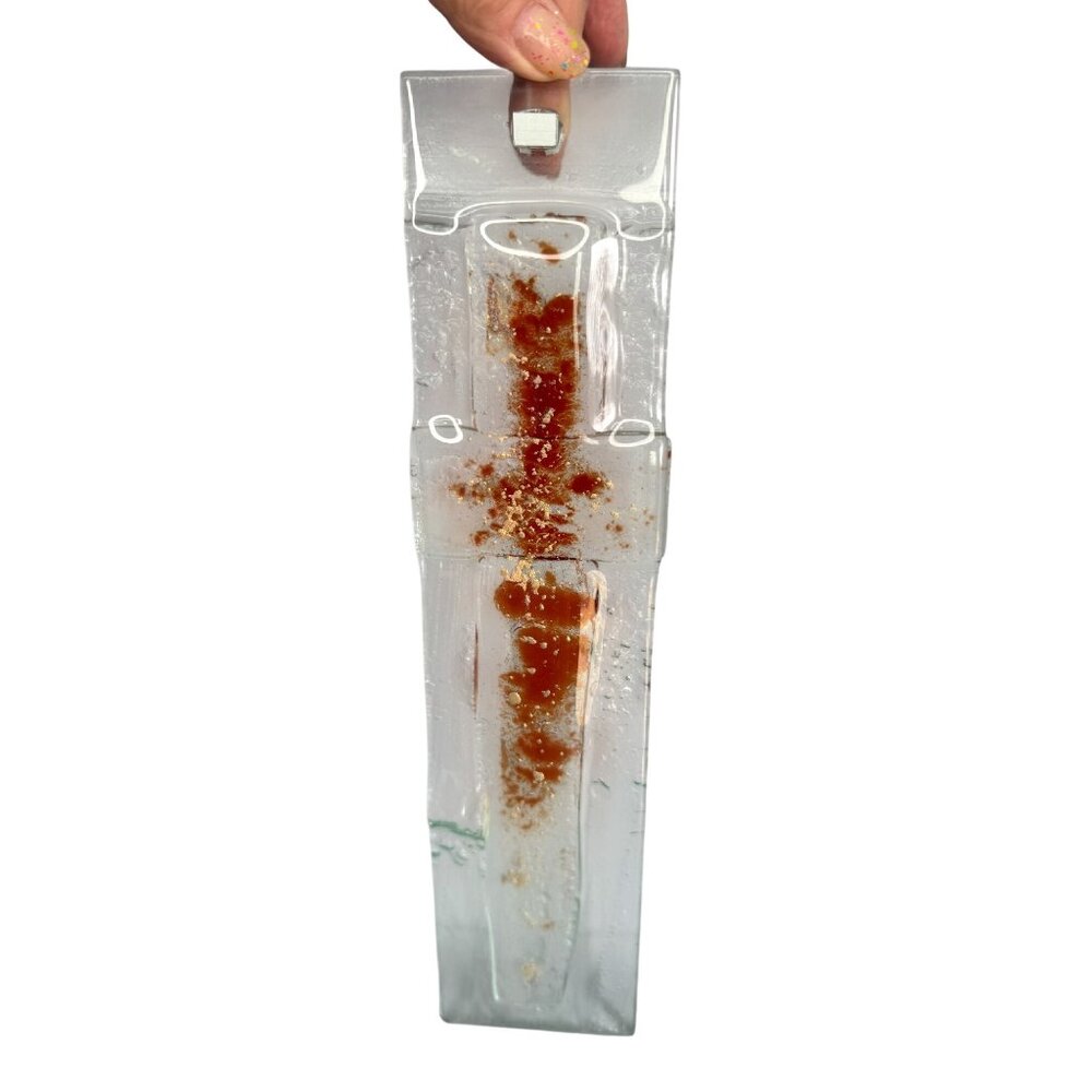Juraj Sloboda Fused Glass Wall Art Brown Cross 12" x 3" Handmade 2024 - Picture 2 of 10